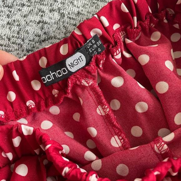 Boohoo Night Red & White Polka Dot Shorts PJ's. Size 4. - Picture 8 of 8